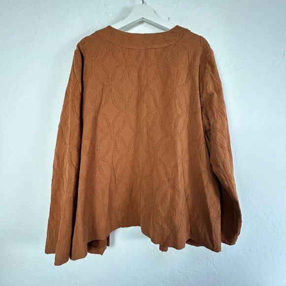 Pure Jill Womens Open Front Cardigan Jacket XL Rust Textured 100% Cotton Pockets - Picture 2 of 8